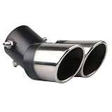 ETOPARS 62mm Tubo de Escape del Coche Tubo de Punta de Silenciador Escape | Universal Acero Inoxidable Tubo de Extremo Cola Final Automóviles Salida Doble Curva Plata
