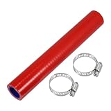 QUARKZMAN Manguera De Refrigerante De Silicona Rojo/Azul 1 Juego | 20Mm Id, 200Mm Long, 5Mm Espesor, 0°, -60°C~300°C, 1Mpa, 2 Abrazaderas, Aceite, Frenos, Anticongelante