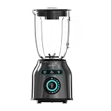 Cecotec Batidora de Vaso Power Black Titanium 2200MAX Smooth. 2200W Potencia Máxima, 6 Cuchillas de Acero Inoxidable, Pica Hielo, Función Turbo y Smoothie, Función AutoClean