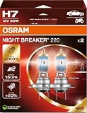 OSRAM NIGHT BREAKER 220, H7, 220% más brillo, lámpara de faro halógeno, 64210NB220-2HB, Caja plegable (2 lámparas)