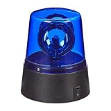Relaxdays Luz Policía LED, Luz Advertencia Omnidireccional, para Fiestas, con Pilas, PS-ABS, Azul