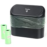 Einesin Papelera para Coche, Mini Cubo de Basura con Tapa y 40 Bolsas de Basura, Organizador de Coche Pequeño para Almacenamiento y Organización, Accesorios de Coche, Capacidad 1,4L
