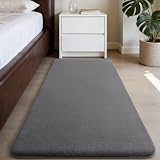 Homaxy Alfombra Salón Antideslizante Moderna, 60x100 cm, Gris Oscuro | Alfombra Habitacion Cómoda y Suave, Lavable a Máquina, No Pierde Pelo, con Base Viscoelástica, para Dormitorio y Pasillo