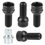 4 Piezas Tornillos Antirrobo Coche M14 x 1,5 mm y Tuerca de Seguridad | Rueda antirrobo de acero OE: 8D0601139F para Protección y Seguridad de Ruedas Compatible con VW Jet/ta BM/W