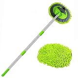 47.5' Cepillo Lavar Coche con Mango Brocha Kit Limpieza Autocaravana Automoviles Vehículos Camiones Camper 2 en 1 Chenille Microfibra Car Wash Brush Accesorios Carro No Dañar Pintura Libre Arañazos