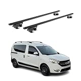 OMAC Barras de Techo Aluminio TÜV geprüft para Dacia Dokker 2012-2022 – para Barras Estándar – T Nut – MAX 90 kg – 2 Schlösser Negro
