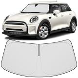 Hugeek, Parasol para parabrisas compatible con BMW Mini Cooper F55 del 2015-2023, 2024 y 2025, accesorios para ventana delantera, protector de visera plegable, bloquea los rayos UV