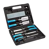 Amazon Basics Juego de cinceles para madera de 8 piezas para tallar con guía de afilado, piedra de afilar y estuche 1/4' - 1-1/2'