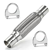 EFUTURETIME Tubo de Escape Flexible 51 mm, 200 × 300 mm, Inoxidable | Flexo Escape con 2 Abrazaderas, Doble Trenzado (sin soldadura)
