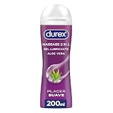 Durex Play Massage Gel Lubricante 2 en 1, Gel de Masaje y Lubricante con Aloe Vera 200 ml