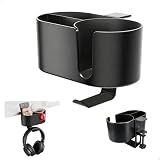 Soporte Taza Escritorio Clip, Soporte Vaso Escritorio con Gancho para Auriculares, 4 en 1 Cup Holder Desk, Estante de Almacenamiento Desmontable, Apto para Tazas, Tazas de Café, Bolígrafos (Negro)