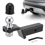Bola Remolque 2' / 50 mm con Enganche Remolque y Soporte, 3500 kg de Carga Útil, Perno Esférico Recto Ø22 mm, para Tractor, Camión, Coche, Quad, Caravana, Remolque