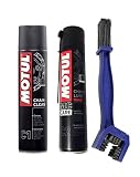 Kit para la limpieza y lubricación de la cadena Motul Chain Clean C1 + Motul C2 Chain Lube Road + Cepillo