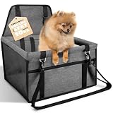 CIMOYBAI Asiento de Coche para Perros Extra Estable, Trasero para Pequeños y Medianos, Oxford Transpirable, Lavable, Plegable (Dunkelgrau, L)