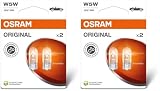 OSRAM ORIGINAL LINE 12V, W5W, lámpara de señalización, base de cuña de vidrio, doble ampolla (2 lámparas) (Paquete de 2)