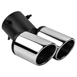 Wisebom Tubo de Escape del Coche Universal, Tubo de Escape de la Punta de Escape del Automóvil, Acero Inoxidable Tubos De Extremo Doble Salida Oblicua Tubo de Extremo Garganta de la Cola del Coche