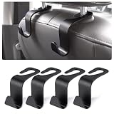 URAQT Ganchos para Asiento de Coche, 4PCS Gancho de Asiento Trasero de Coche, Ganchos para Reposacabezas de Coche, Negro Multifuncionales Accesorios Coche, para Bolsas, Monedero, Botellas de Agua