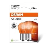 OSRAM ORIGINAL LINE 12V, PY21W, lámpara de señalización, Base Metálica, Doble Blíster, (2 lámparas)