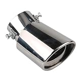 ETOPARS 62mm Tubo de Escape del Coche Tubo de Punta de Silenciador Escape | Universal Acero Inoxidable Tubo de Extremo Cola Final Automóviles Salida única Curva Plata