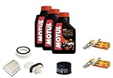 Kit de revisión y cambio de aceite para motocicletas Yamaha T-MAX 500 formado por: aceite 7100, filtros y bujías 2004, 2005, 2006 y 2007
