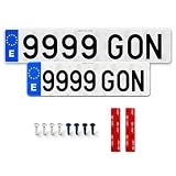 Gonplac Matrícula Acrílica Coche Homologada Alto Impacto Larga 52 x 11 CM & Alfa 34 x 11 CM (Conjunto 2 Und)