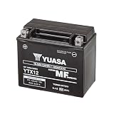 Yuasa YTX12 12V 180 CCA Batería Moto VRLA AGM Sin Mantenim. | Batería VRLA 12V, 10.5 Ah, 180 CCA, Sellada y Antiderrames, Resist. Vibraciones