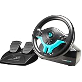 Subsonic - Volante Superdrive SV250-S para Switch 2 y Switch - Azul | Volante de carreras 180° con pedales, paletas cambio marcha, vibración, 3 modos sensibilidad - Nintendo Switch 2 y Switch
