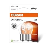 OSRAM ORIGINAL LINE 12V, P21W, lámpara de señalización, Base Metálica, Doble Blíster, (2 lámparas)