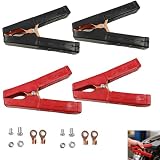 GifBasg Pinzas de cocodrilo de Cobre Puro de 200 A, Juego de 4 alicates para baterías de Coche, con Funda Aislante, Cable de Arranque Seguro para vehículos, Alta conductividad, Colores Rojo y Negro