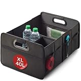 Praknu Organizador Maletero Plegable 40 L – Caja para Maletero de Coche | Base antideslizante con topes de goma, 5 bolsillos, menos de 1 kg, repelente al agua, asas acolchadas, maleteros pequeños