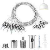 QWORK® 8 piezas kit de suspensión para paneles LED, 1.5 mm x 1.5 m, cable de acero inoxidable para pernos de techo, fijación de techo, para panel LED de luz de techo