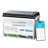 12V 330Ah Batería de Litio LiFePO4, Supervisión APP, 200 BMS, Batería de Ciclo Profundo para Autocaravana y Sistema Solar, Barcos y Caravana Fuera de la Red