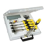 STANLEY Kit de cinceles para madera (5 piezas), Formones, Dynagrip, Hoja de acero de carbono, Incluye piedra de afilar/aceite/maletín, Tamaños: 6, 12, 18, 25, 32mm, 5-16-421