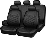 SARCX 9 Piezas Cuero Funda Asiento Coche para Mercedes-Benz E-Klasse E240 W211 E320 E200 W211 E270 E280 W211 E420 E500 W211, Impermeables Juegos De Cubreasientos Interior Accesorios,A/Black