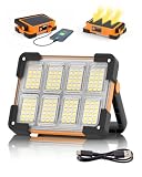 Foco LED Recargable Solar, 4 Modos Luz LED Recargable de Exterior, 6000 mAh Impermeable Luz de Trabajo Portátil para Camping, Jardín, Pesca, Garaje, Emergencia