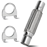EFUTURETIME Tubo de Escape Flexible 50 mm, 200 × 300 mm, Inoxidable | Flexo Escape con 2 Abrazaderas, Dos Trenzado