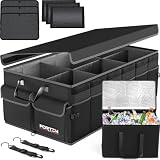 FORTEM Organizador Maletero Coche 105L con Bolsa Térmica, Caja Plegable | Bolsa Maletero Coche con Compartimentos, Base Antideslizante, Correas Ajustables - Accesorios Coche