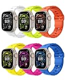 TiMOVO 6 Piezas Correa Compatibles con Apple Watch Ultra 4/3/2/1 49 mm | Deportiva Correa Silicona para iWatch Series 12 11 10 9 8 7 6 5 4 3 2 1 46 mm 45 mm 44 mm 42 mm, SE 3/2/1 para Hombre Mujer