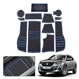 GAFAT Compatible con Peugeot 2008 e-2008 Restyling 2025 2026-2020 Alfombrillas Antideslizantes, Alfombrillas de Goma para Apoyabrazos, Consola Central, Posavasos, Peugeot 2008 Accesorios (Azul)