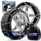 WERKTHOR Cadenas de Nieve para Coche 9mm Juego de 2 - Cadenas Nieve Homologadas EN 16662-1 y ÖNORM V 5117 - Cadenas Coche Metálicas para Neumáticos de 13 a 19 Pulgadas con Guantes y Bolsa - Fácil Uso