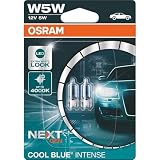 OSRAM COOL BLUE INTENSE W5W, hasta 4.000K, lámpara de señalización halógena, doble blister (2 lámparas)