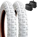 YunSCM 2PCS 12.5 Pulgada Neumáticos 12 1/2x2 1/4 ETRTO 62-203 (12.5x2.25) más Pack de 2 Cámara de Aire 12 1/2x2 1/4 AV32mm Valve Compatible 12 1/2x2 1/4 57-203 Neumáticos Blanco