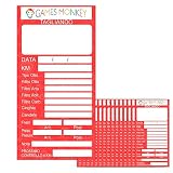 GamesMonkey® - Etiquetas adhesivas para revisión de coche – 9 x 5 cm – Impermeables – Mantenimiento del motor para cambio de aceite, bujías, filtros, correa, neumáticos