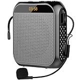Amplificador de Voz Portátil para Profesor, 2200mAh Recargable Altavoz Microfono Sistema PA Auricular Micrófono con Altavoz para Guia Turistico, Profesores, Reunión, Yoga, Aula (Negro)