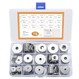 115 Arandelas Planas Grandes Acero Inoxidable Plata M3/M4/M5/M6/M8/M10/M12 | Apto para fijaciones, montajes y trabajos de fontanería en reparaciones.
