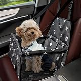 Flagest Asiento de Coche para Perros Pequeños hasta 10 kg | Asiento de Seguridad Plegable para Perro con Cinturón de Seguridad, Elevador de Coche para Perros Suave y Lavable