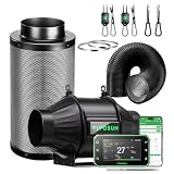 VIVOSUN Kit de Extracción Ventilador de Conducto 100mm AeroZesh T4 Pro con GrowHub E42A+ Control VPD Temperatura Humedad, Conexión APP Filtro de Carbón Activo para Tiendas de Cultivo e Hidroponía