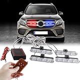 Sidaqi 4x4led 4 en 1 remoto inalámbrico 12 V luz de advertencia estroboscópica parpadeante bomberos luces coche camión Luz LED DRL ambulancia la policía de luz