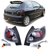 Carparts-Online Pilotos traseros de cristal transparente negro para Peugeot 206 Hatchback 3 + 5 puertas 98-09
