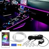 Iluminación Interior de Coche, 6 m Tira LED de Luces de Neón RGB | Impermeables Luz de Ambiente Coche, Control a Través de Aplicación con Música, luz ambiente coche, APP Control, Luces Coche